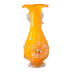 Vase orange Murano fait main avec détails floraux en verre transparent