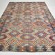 7x10 Green & Blue Geometric Pattern Kilim Rug, 222x303Cm