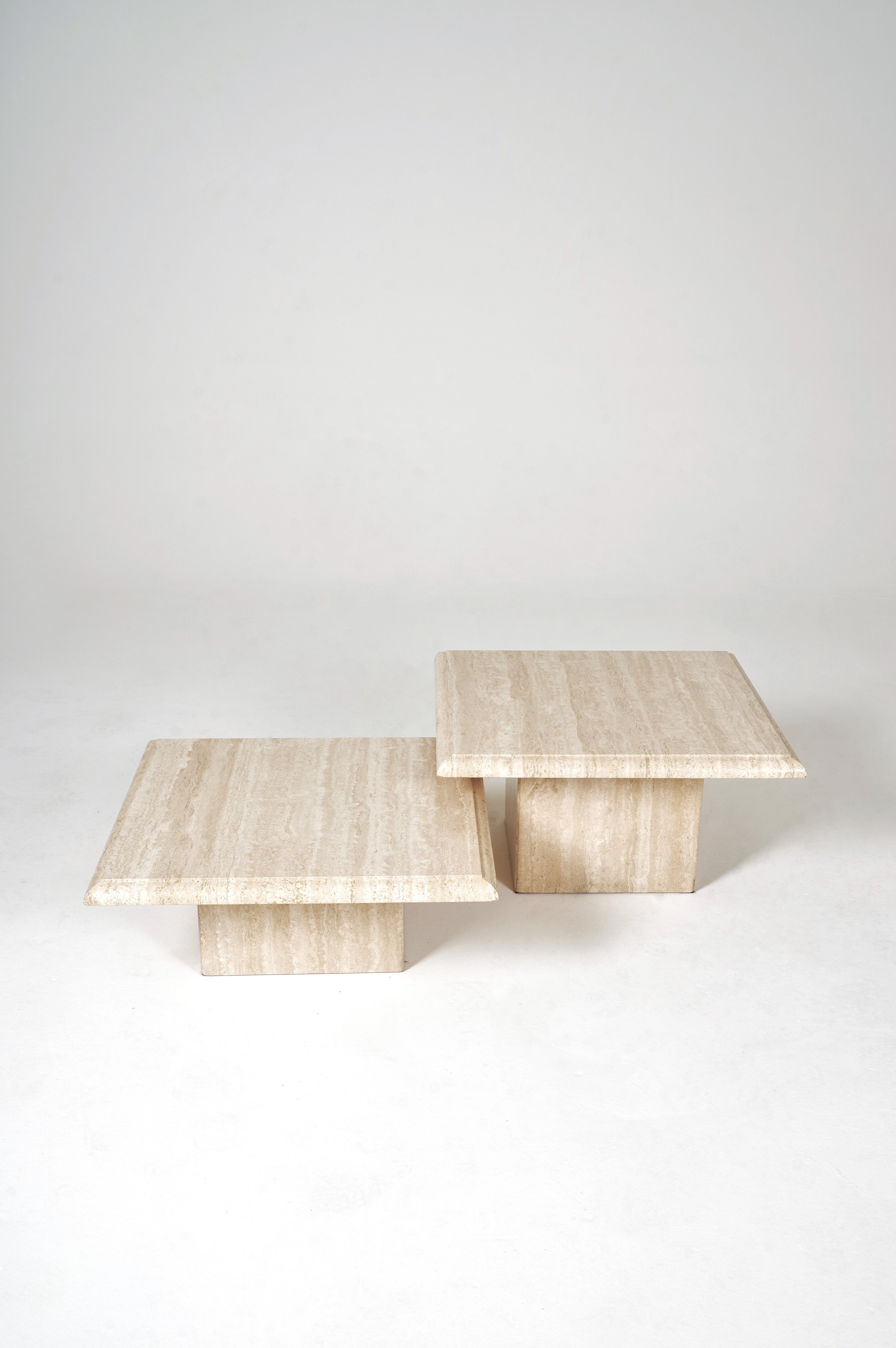 2 travertine coffee tables trundles