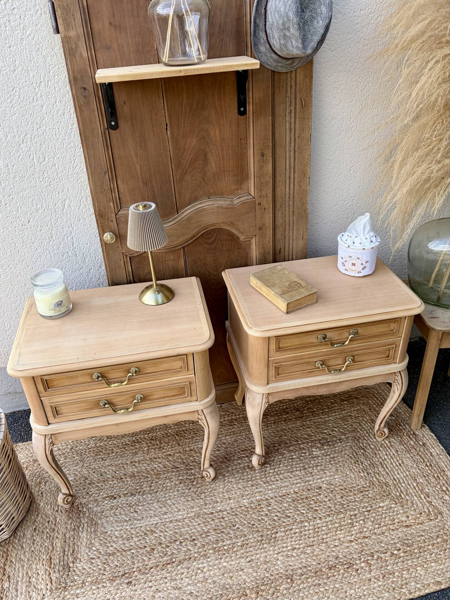 Table de chevet bois brut
