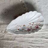 Vintage earthenware shell dish – Floral decoration