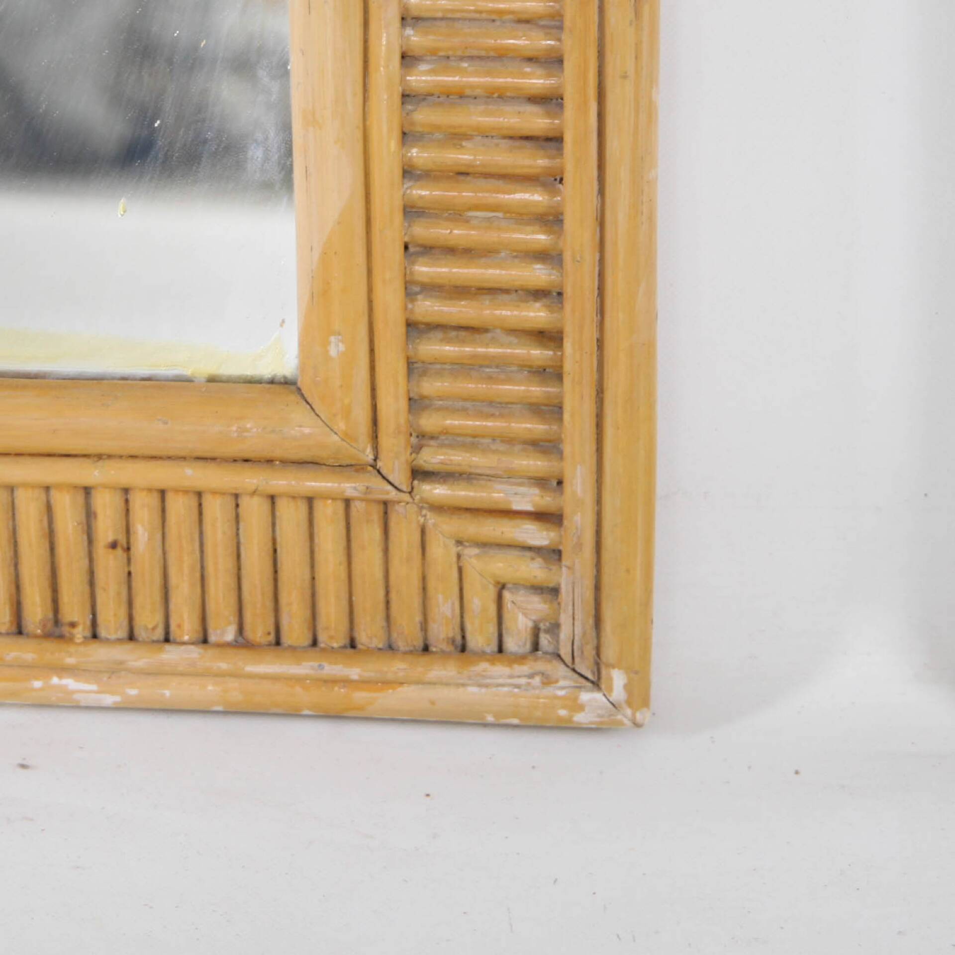 Pair of rattan and copper mirrors