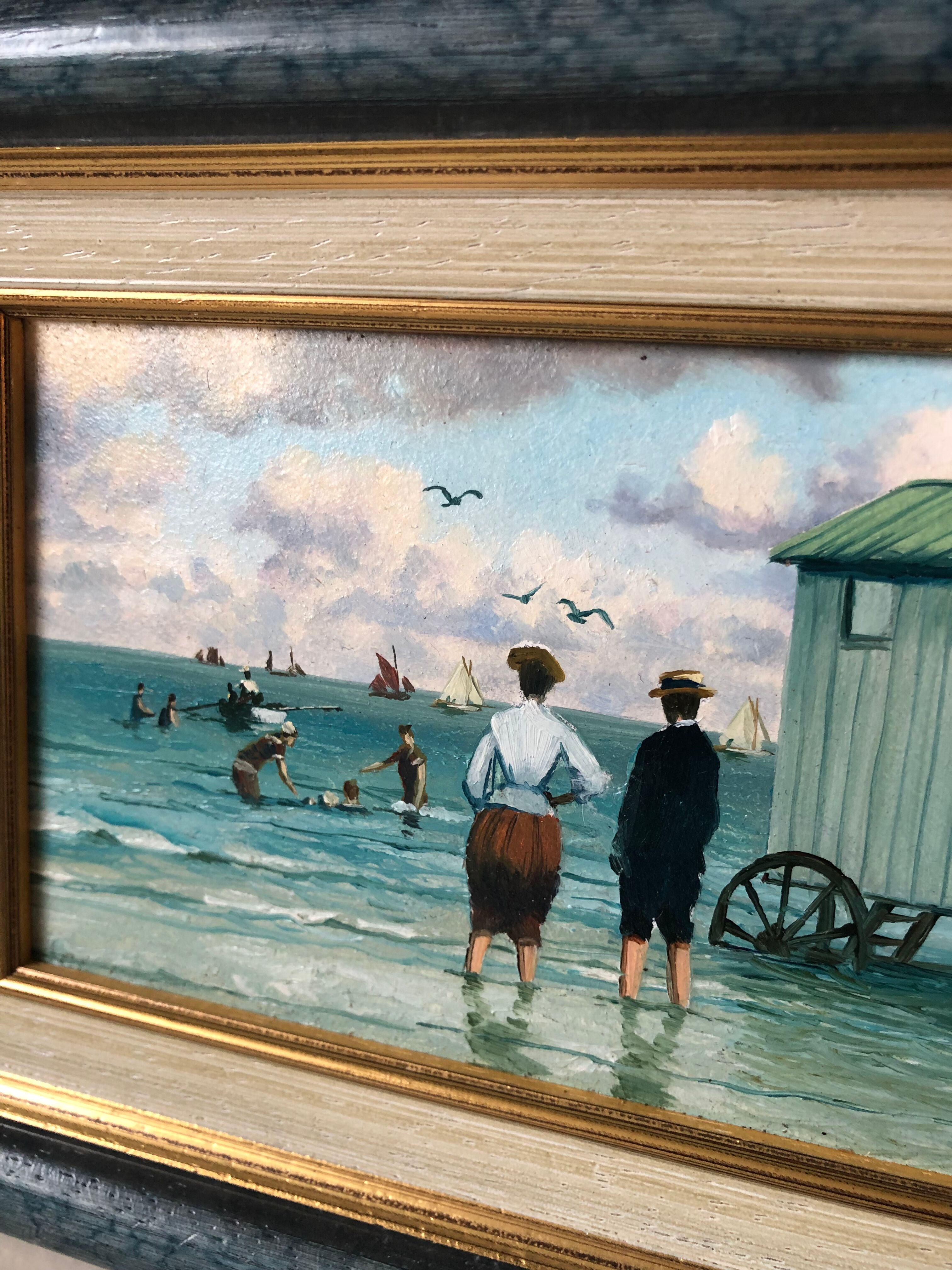 Oil on cardboard from Cartahu Bathing cabins