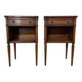 Paire de tables de chevet en merisier style Louis XVI