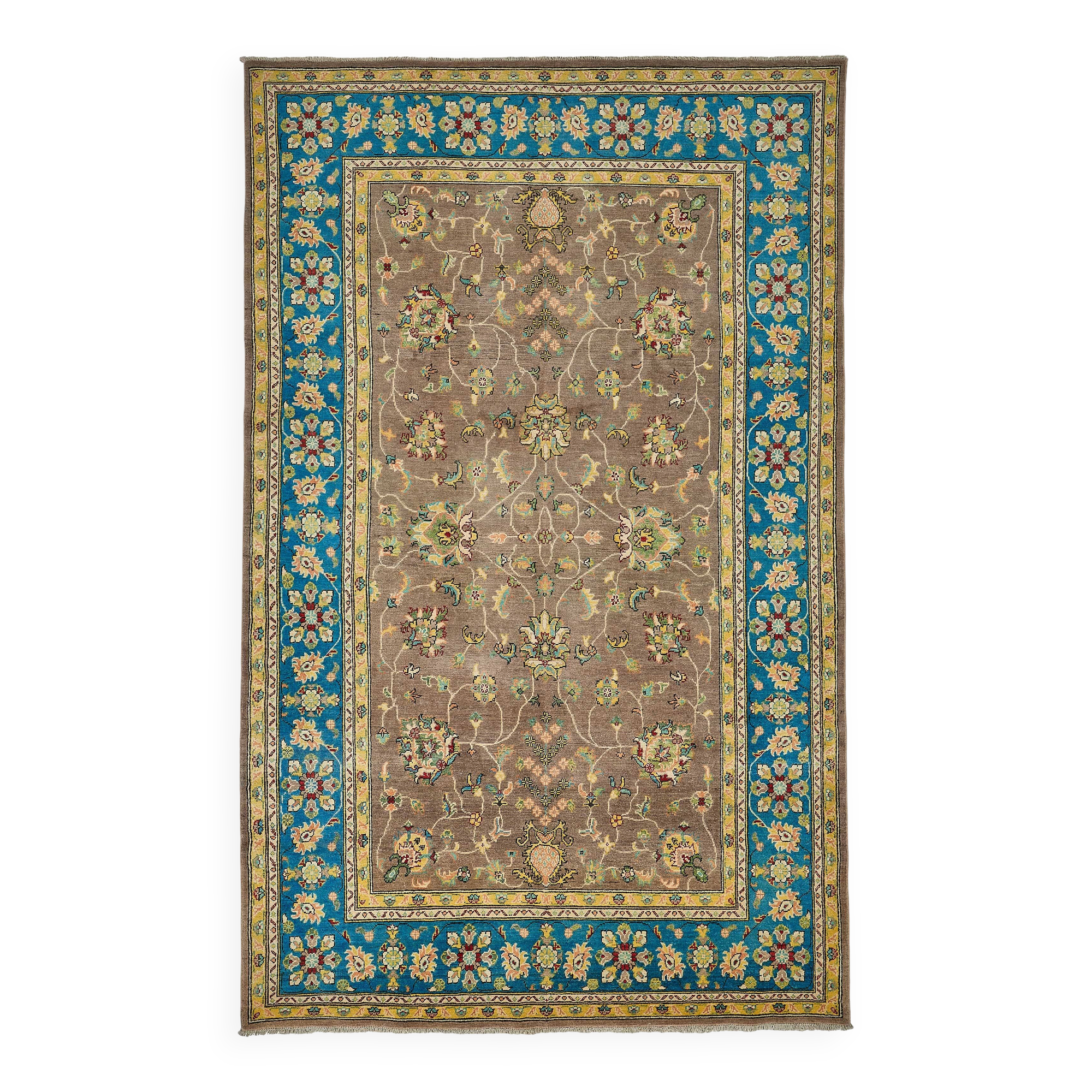 Tapis Oushak en laine noué à la main turc 193 cm x 308 cm