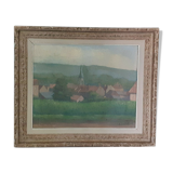 Ancienne Huile sur bois signée paysage de Chevreuse - inscriptions au dos
