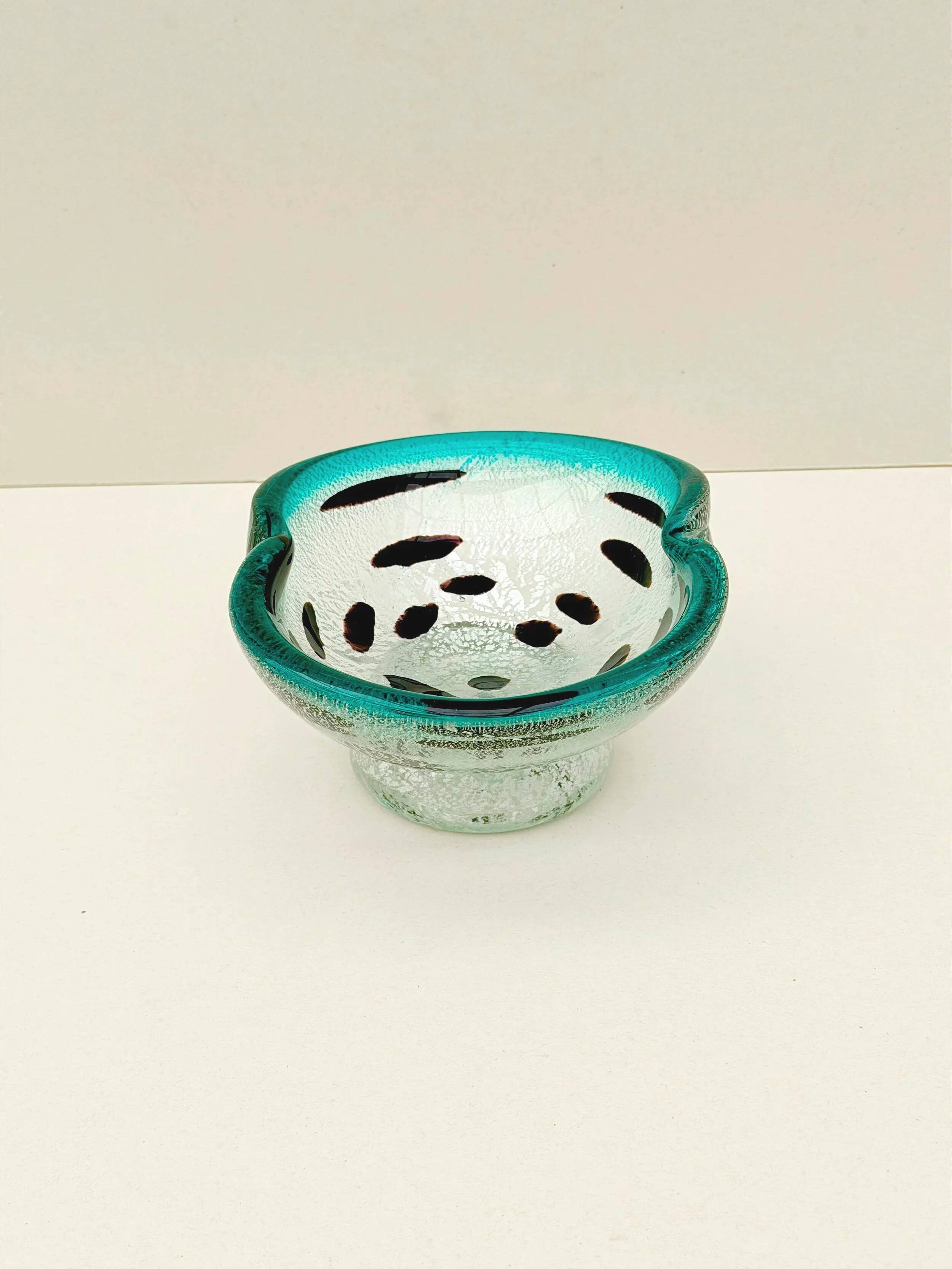 Murano glass catchall with silver inlays, Italy 1960.
