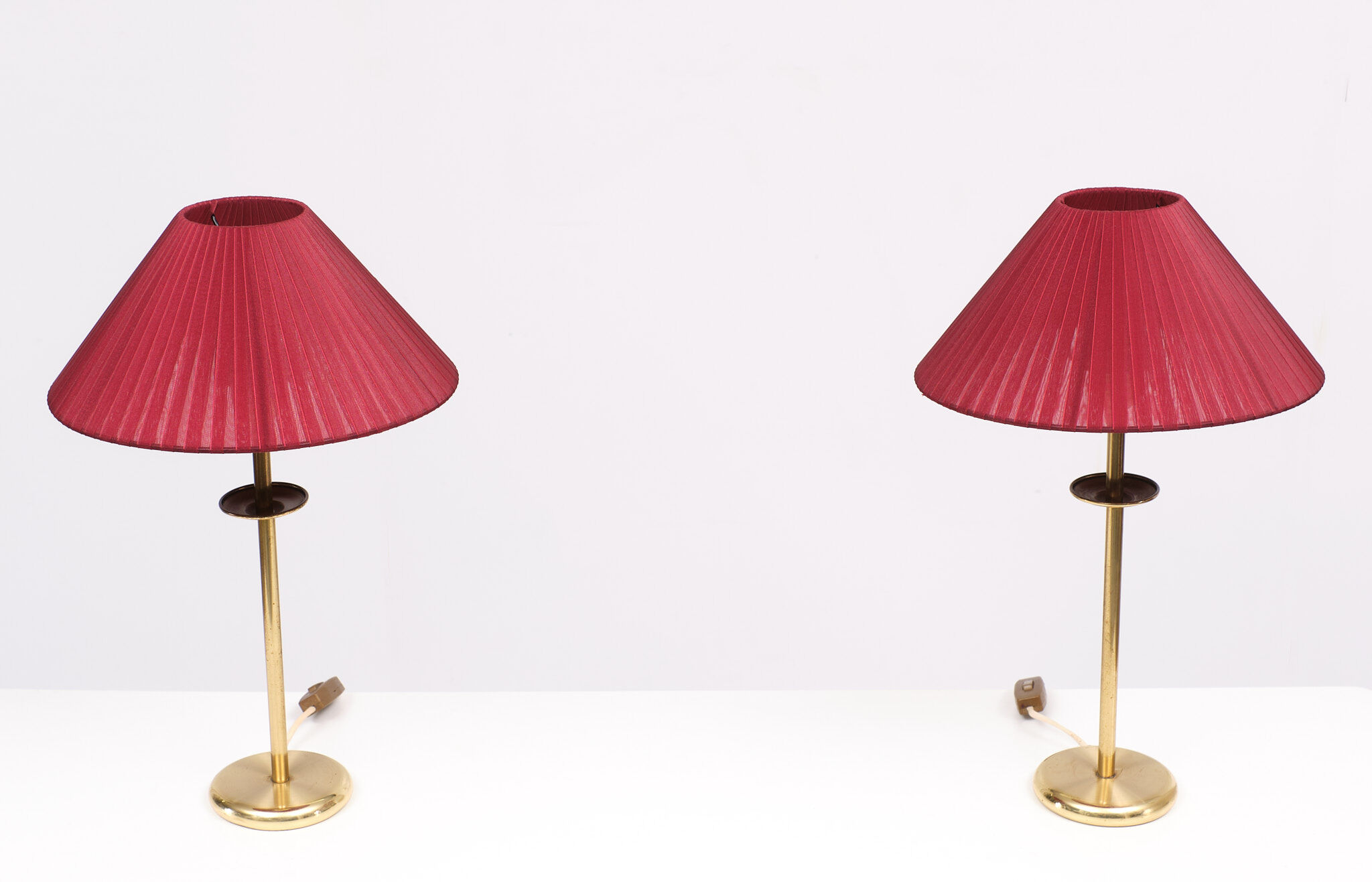 Vintage Set Brass Table Lamps, 1970s