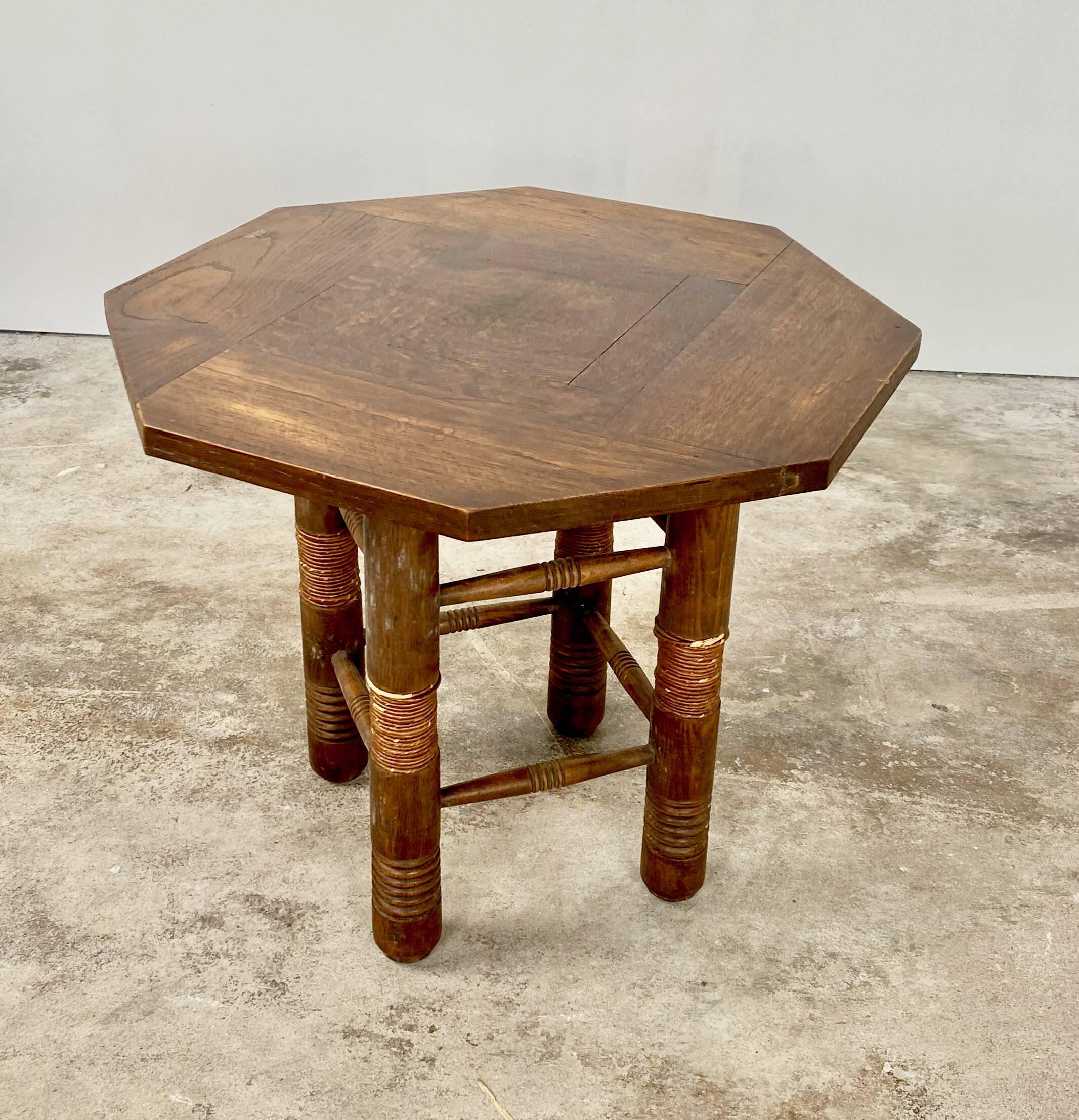 Breton octagonal oak table from the 20s and 30s