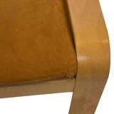 Vintage ikea poang tan leather cantilever footstool ottoman design