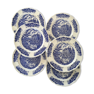 Set of 6 English flat plates