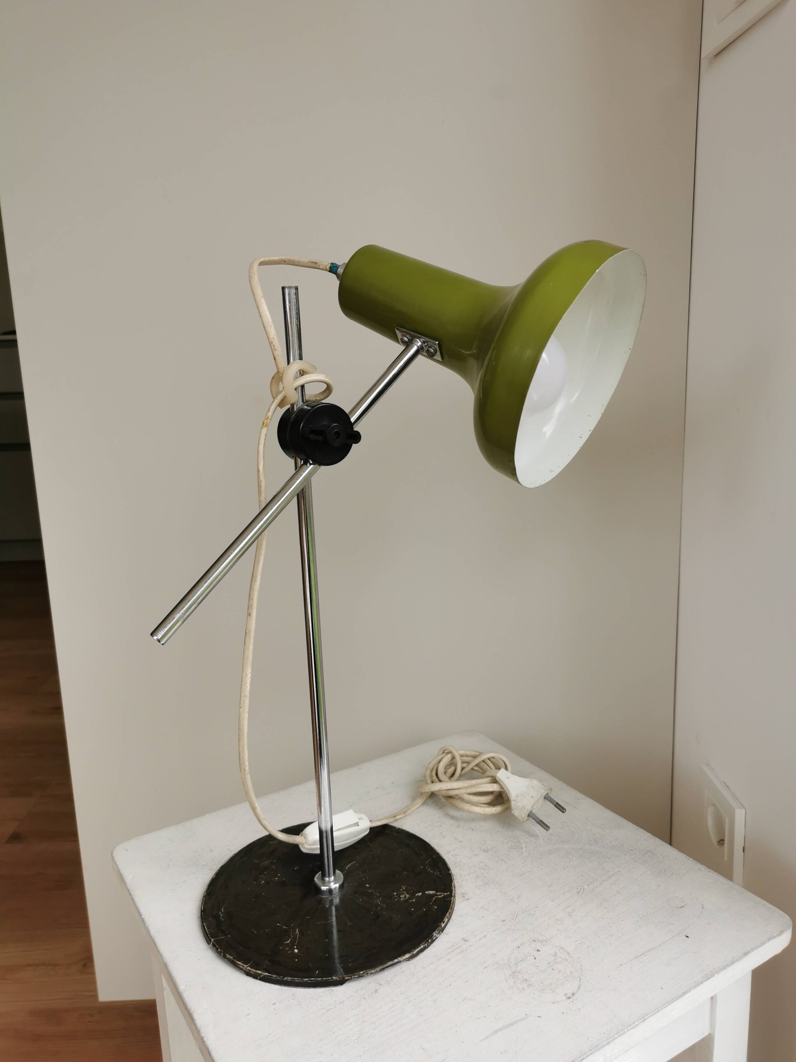 Vintage Olive Green Table Lamp, Adjustable Retro Desk Light
