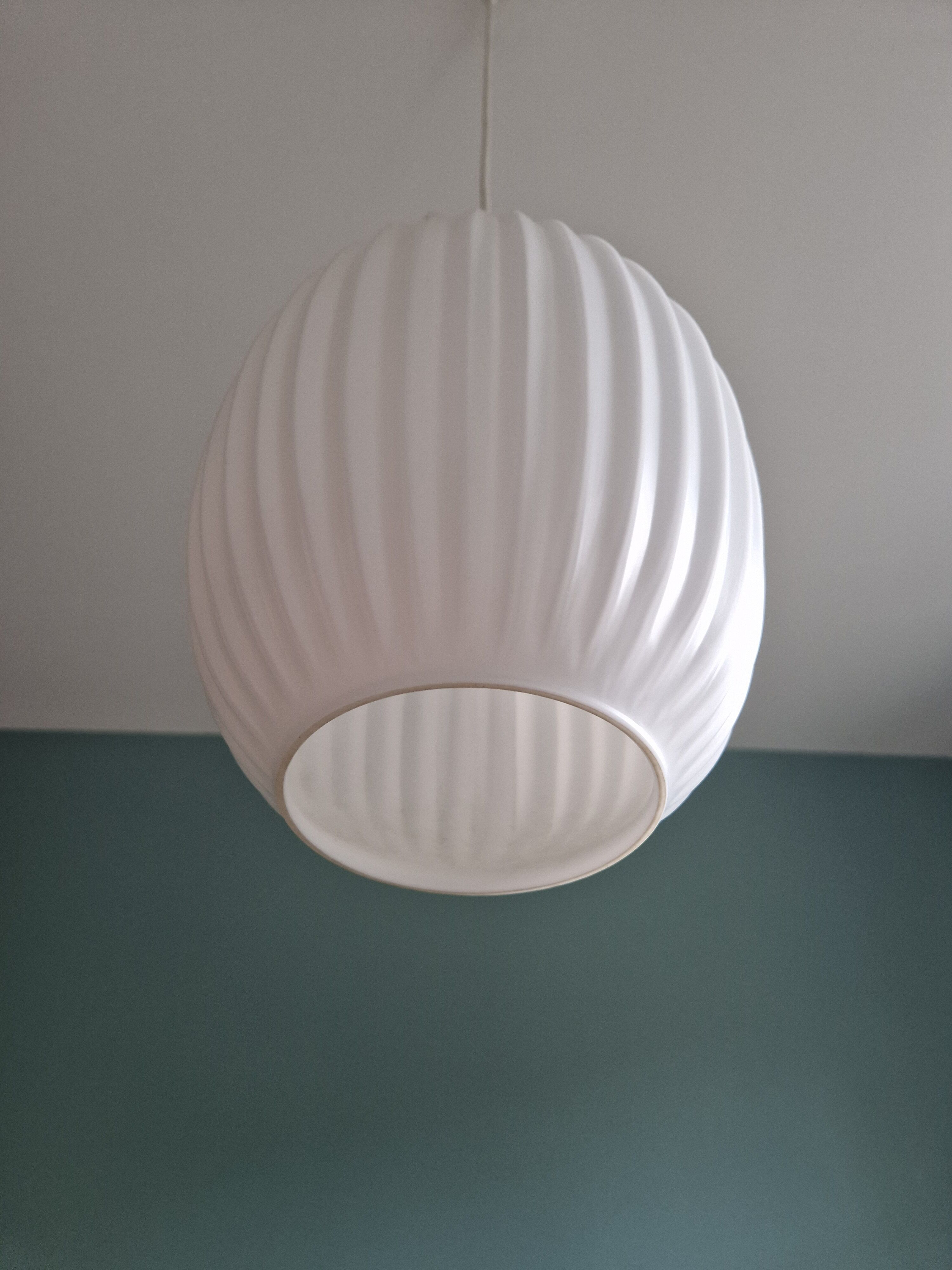 Scandinavian suspension lamp in white opaline 1960s