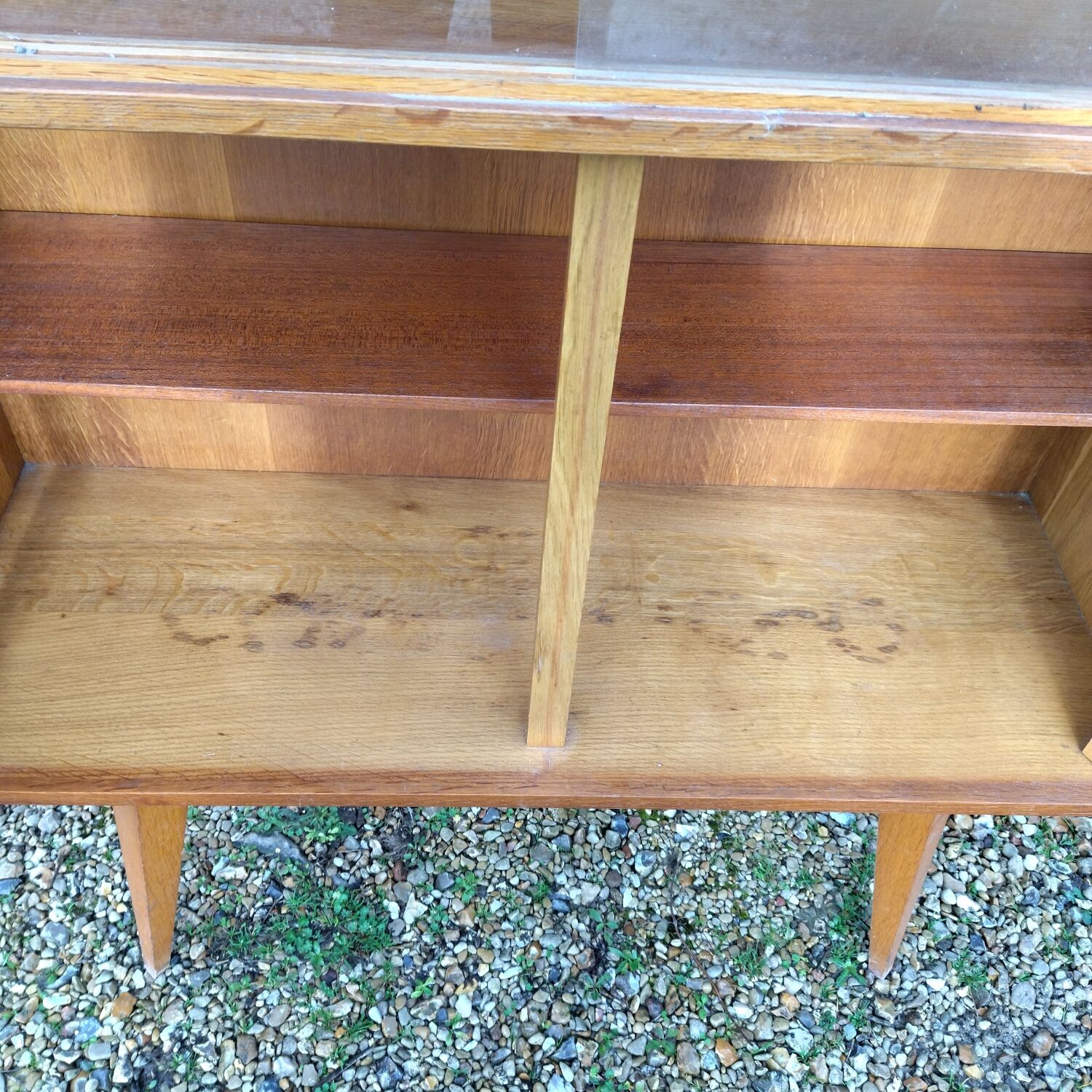 Glass bar veneered wood 50s compass