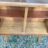 Glass bar veneered wood 50s compass