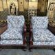 Pair of English mahogany and canning armchairs