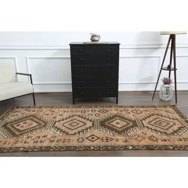 1970s Vintage Turkish Oushak Handmade Wool Cotton Orange Area Rug  149x316