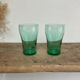 6 verres vintage verre émeraude