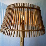 50s rattan plant stand floor lamp