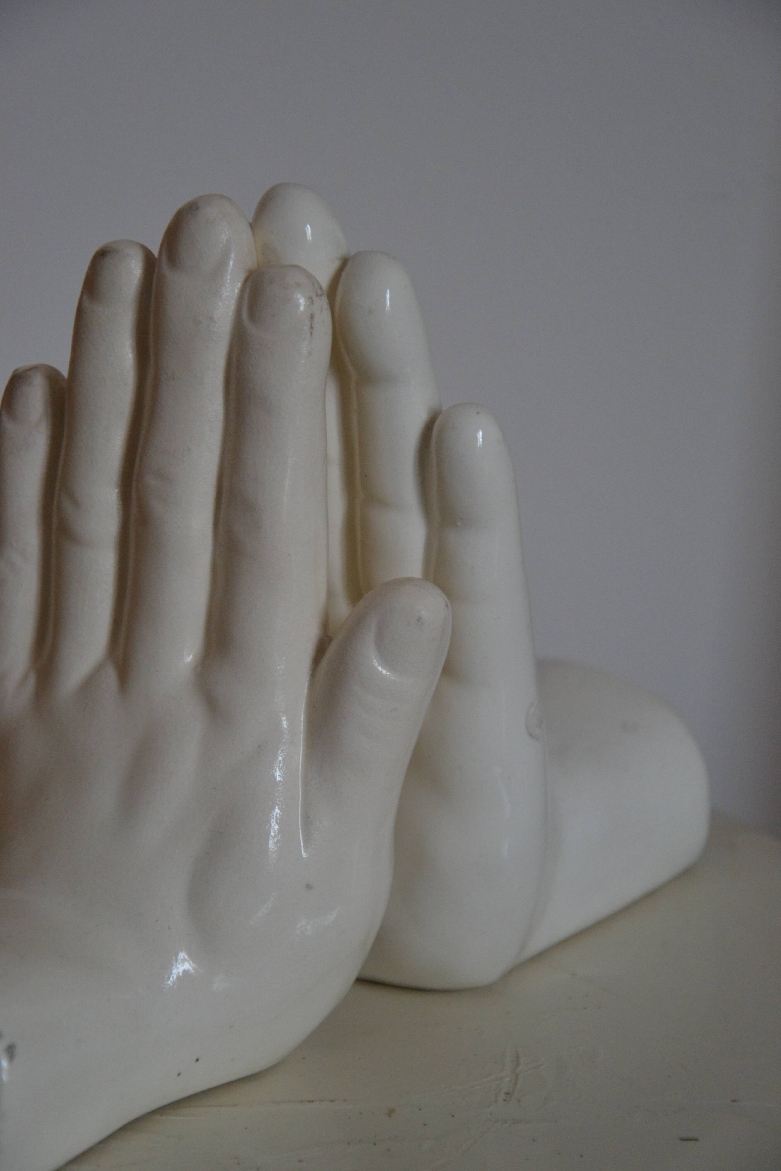 Handends in the shape of vintage white ceramic