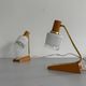 Pair of bedside lamps in brass and wood from the mid-century, 1960, Germany.