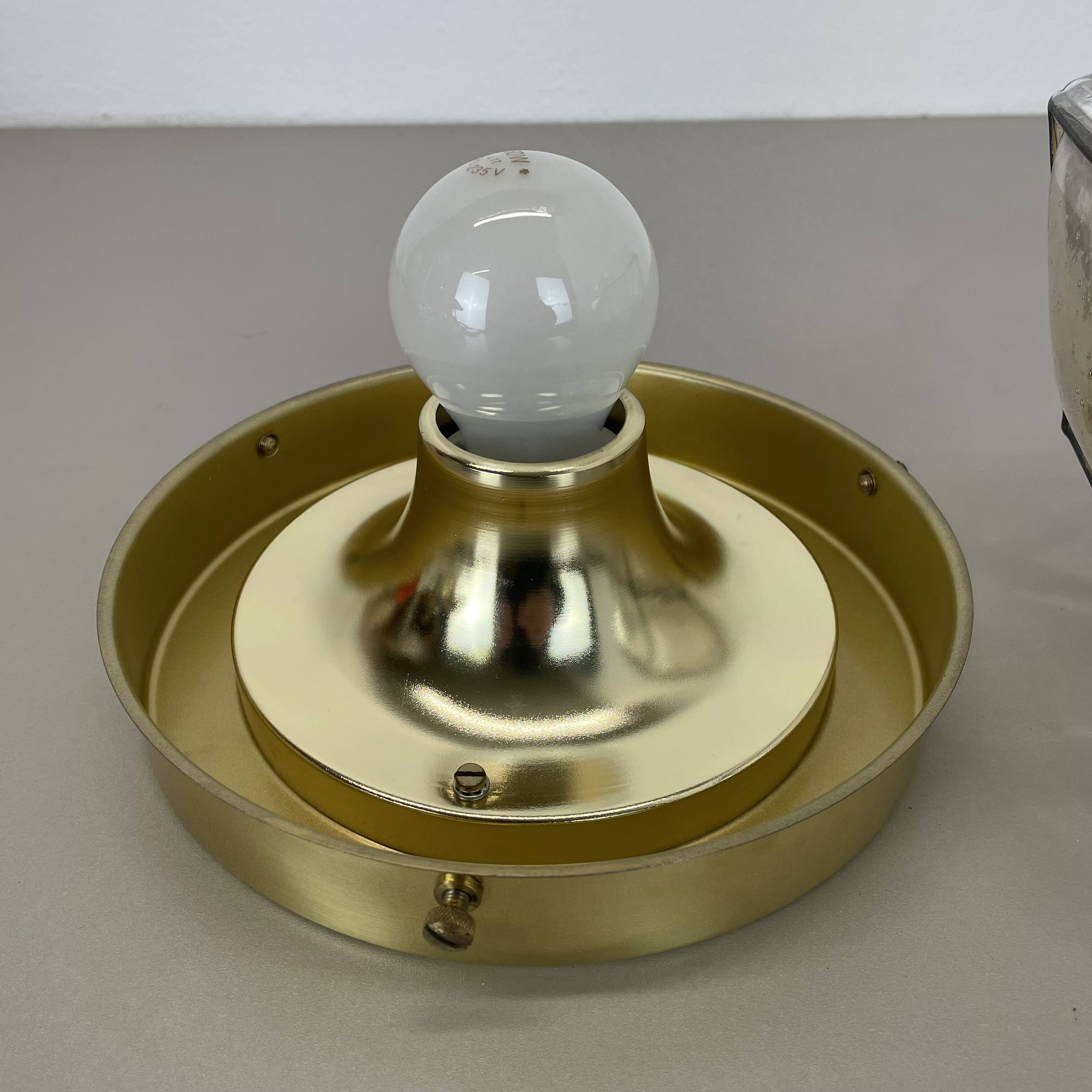 Ceiling Light "Iron Rings" made of Brass and Glass by Glashütte Limburg, Germany, 1970s