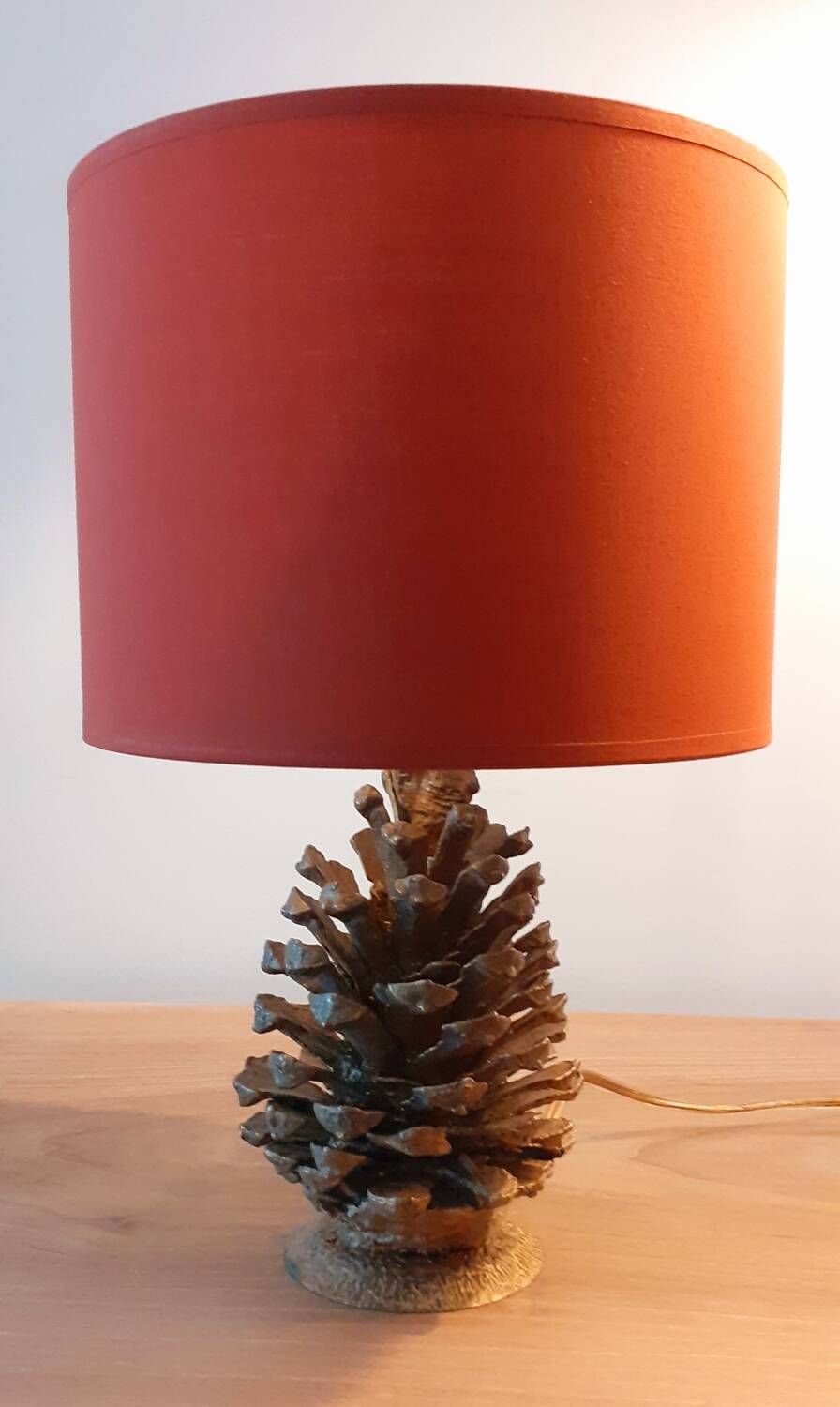 Old bronze pine cone lamp