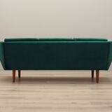 Green velvet sofa, Danish design, 1980s, production: Denmark