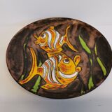 Ceramic dish/wall decoration, danish from the 60s, stamped on the back. with motif of two fish