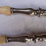 Cutlery with salad in filled silver (minerva hallmark) and ivory, late nineteenth