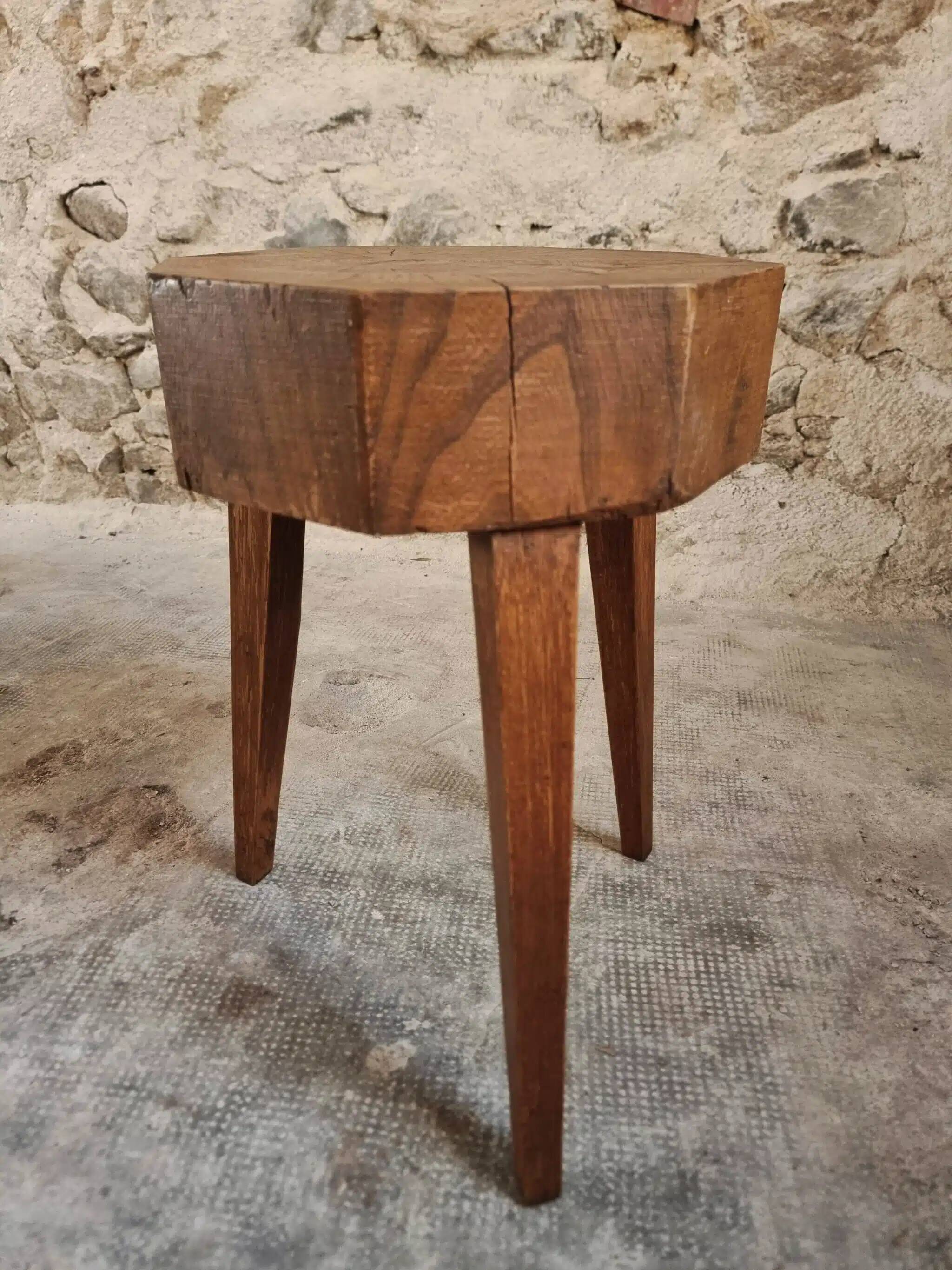 Vintage Oak Stool – Solid Oak Seat – Rustic 1960s Crafts – 31×31×50 cm