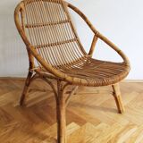 1960's Set of Four Rattan Armchairs and Side Table by Jaroslav Prochazka for ULUV