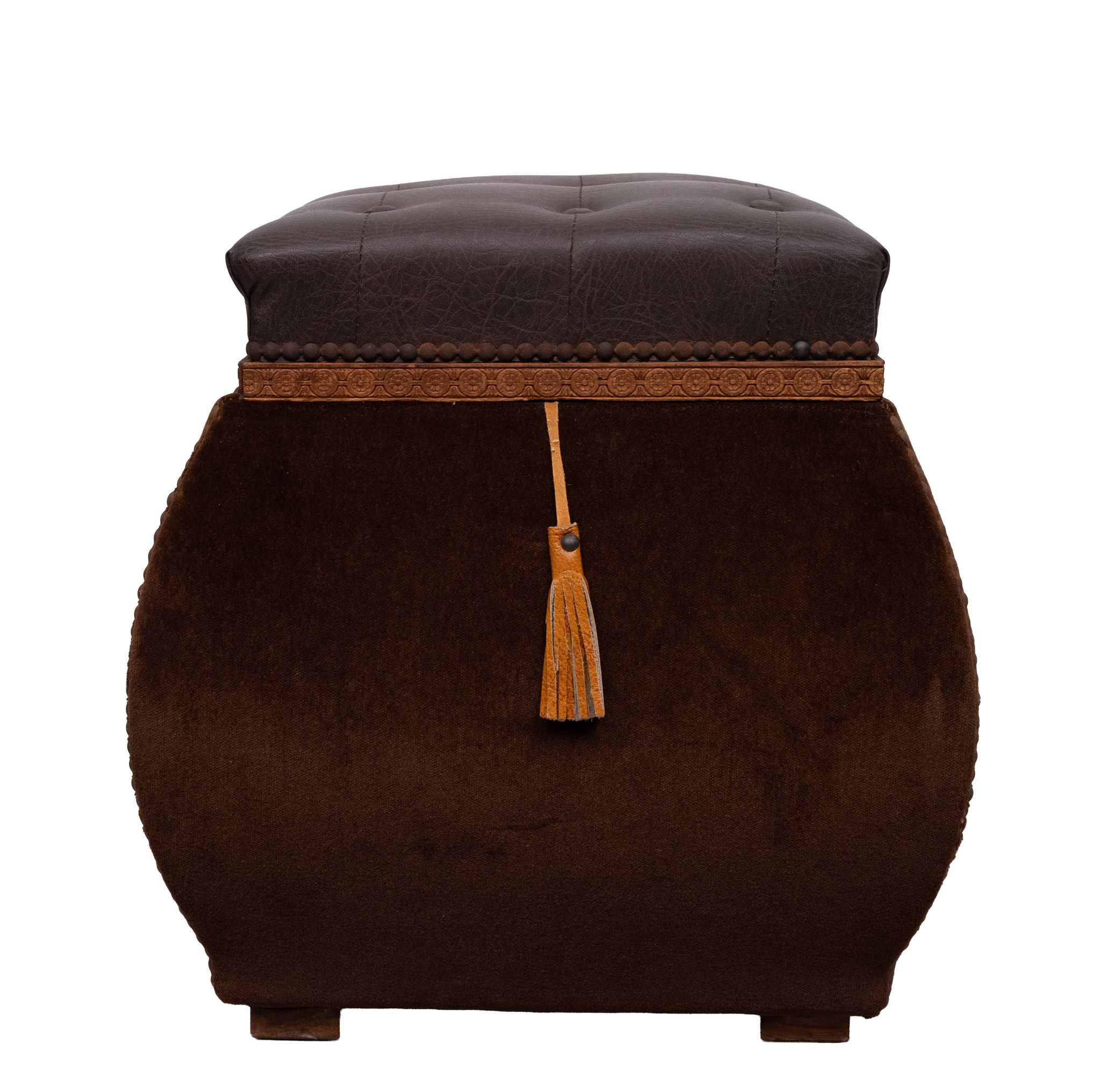 Stunning curved Velvet pouf with storage 1960s France