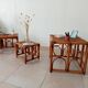 Set of 3 vintage nesting tables in bamboo and woven rattan