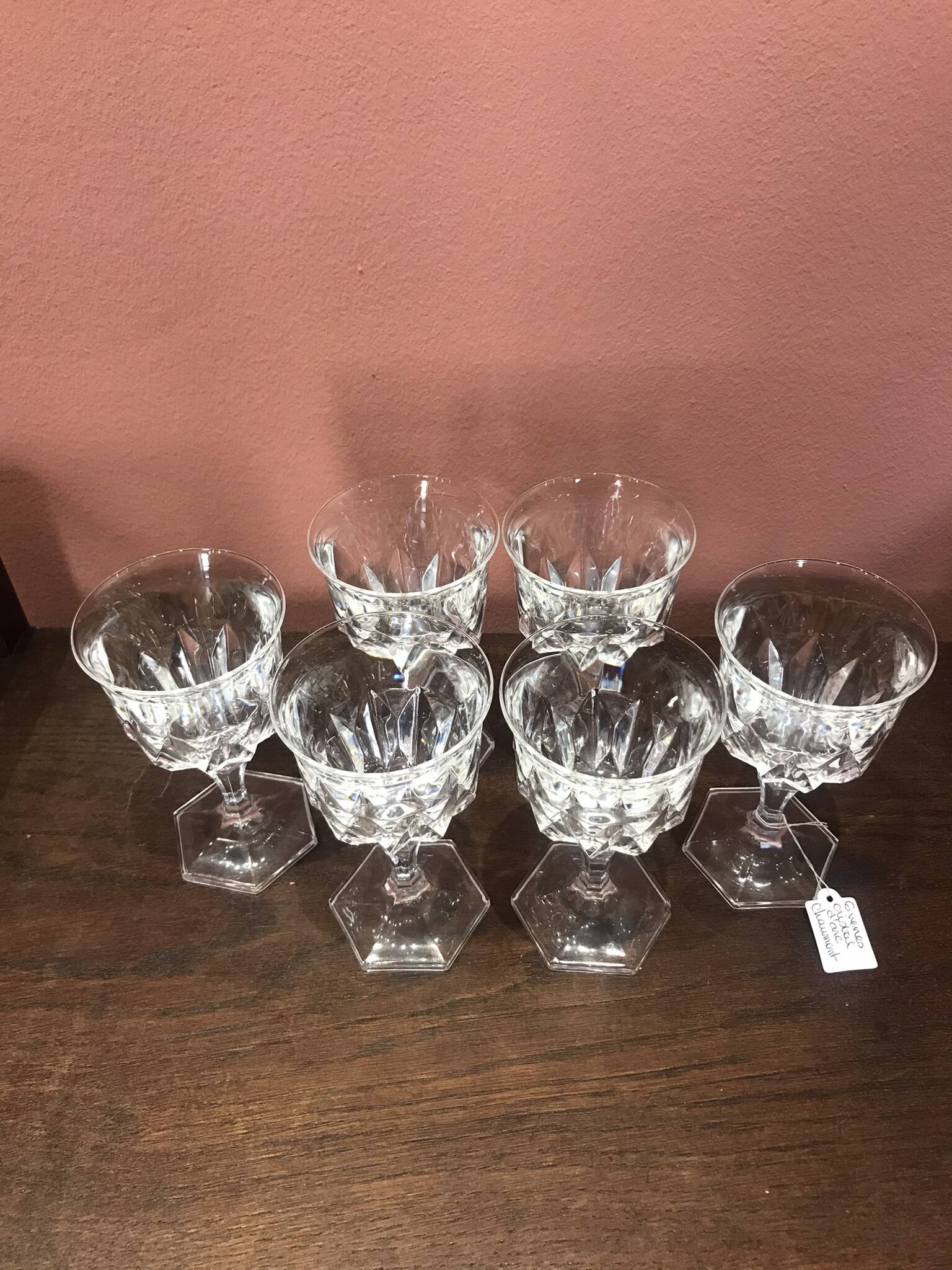6 Arques crystal wine glasses, Chaumont model, 12.5cm