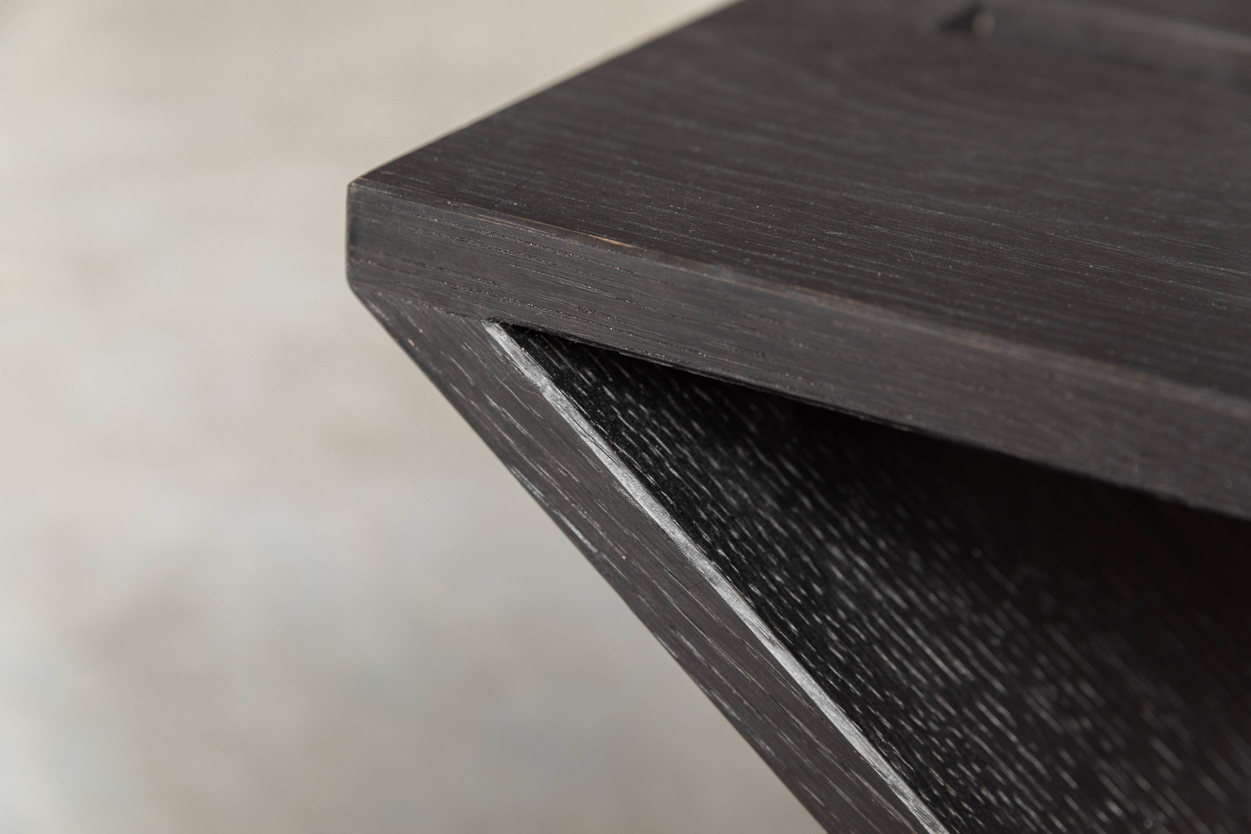 Black oak side table 'LC01' by Lena Coupez, Belgium, 2024