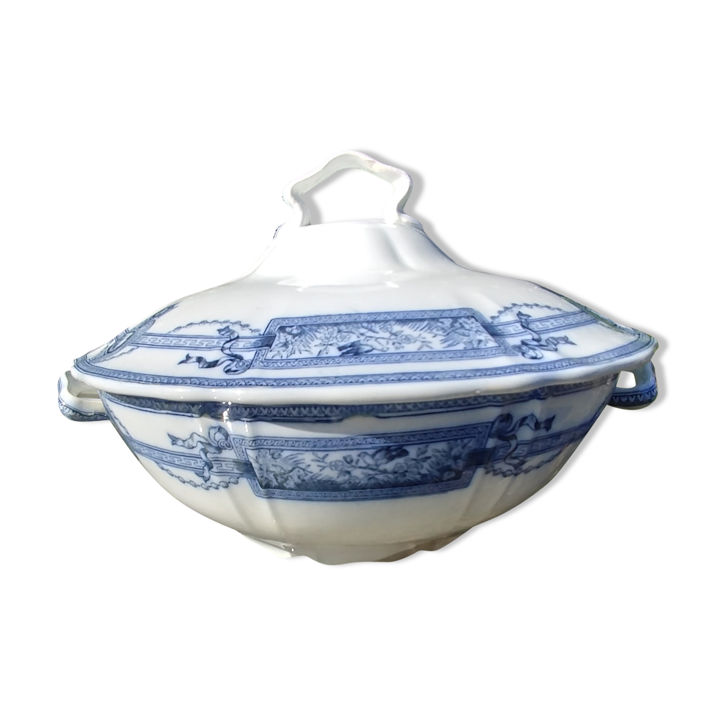 Ancien Couvercle De Soupière Ou Légumier Avec Prise En Tête De Coq - Longueur 26 Cm - Occasion