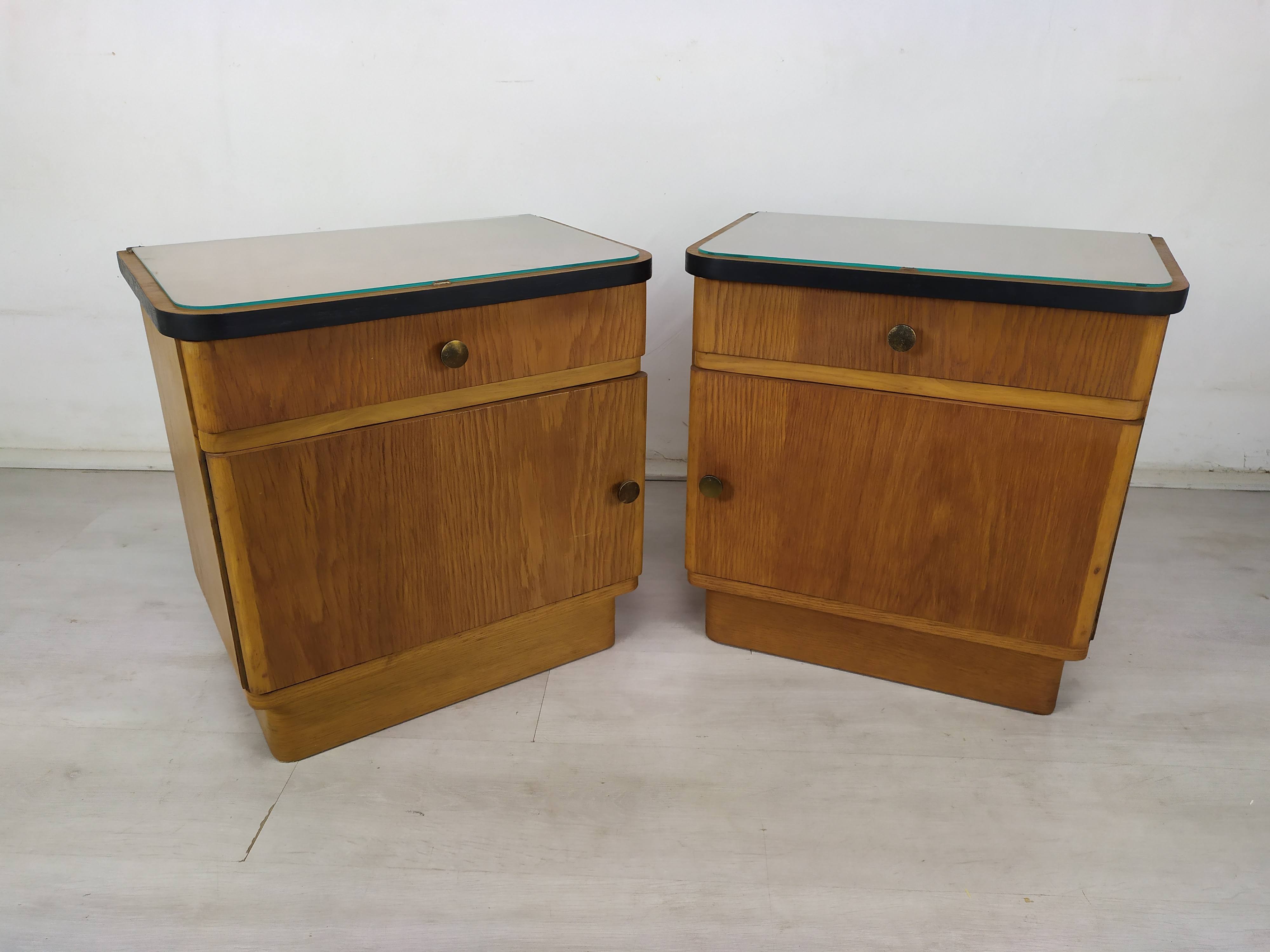 Pair of vintage oak bedside tables