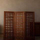 Paravent vintage en bois à 3 panneaux ajourés · Paravent pliant en pin (135 cm)