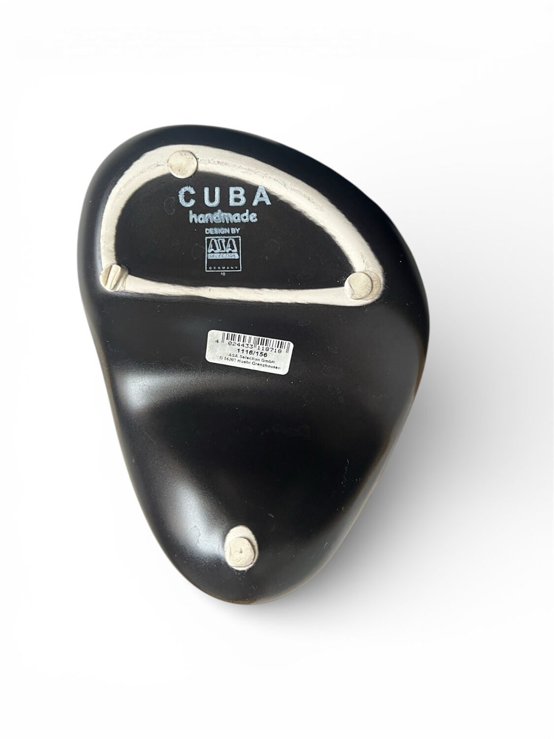 Cuba AZA Germany ceramic vase with a brown stripe.