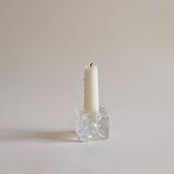 Set of 4 chiseled glass candle holders