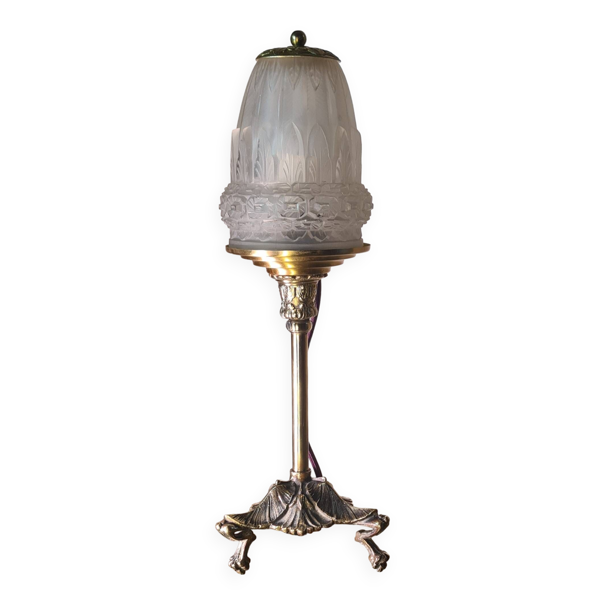 art nouveau lamp signed rolland paris style muller hettier and vincent 38x12