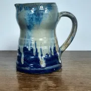 Blue flamed stoneware jug