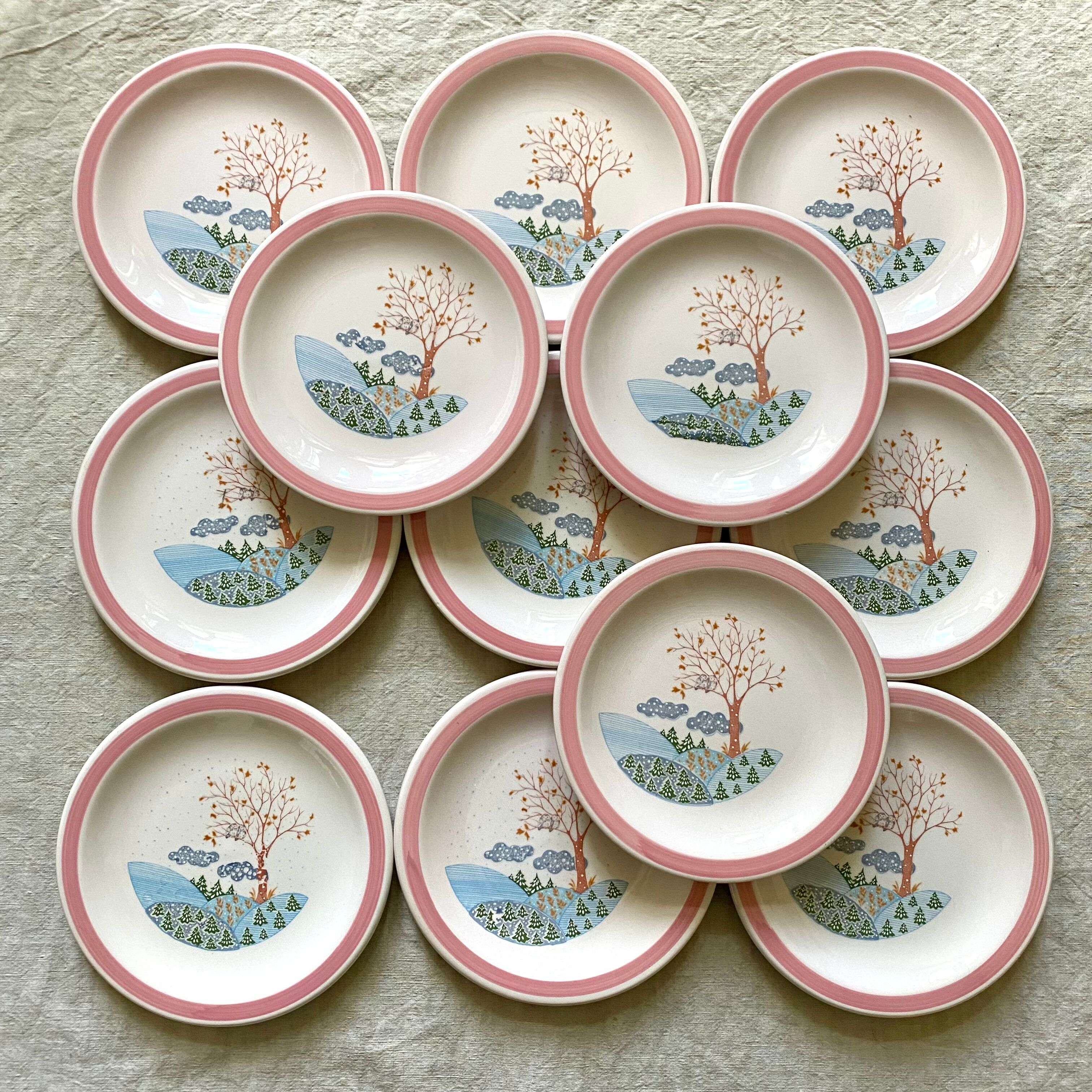 Dessert plates landscape Italy 80s