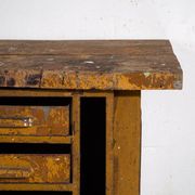 Industrial drawer unit in pine and iron – Central Europe, circa 1950