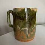 Glazed clay pitcher vase mixed earth 1970