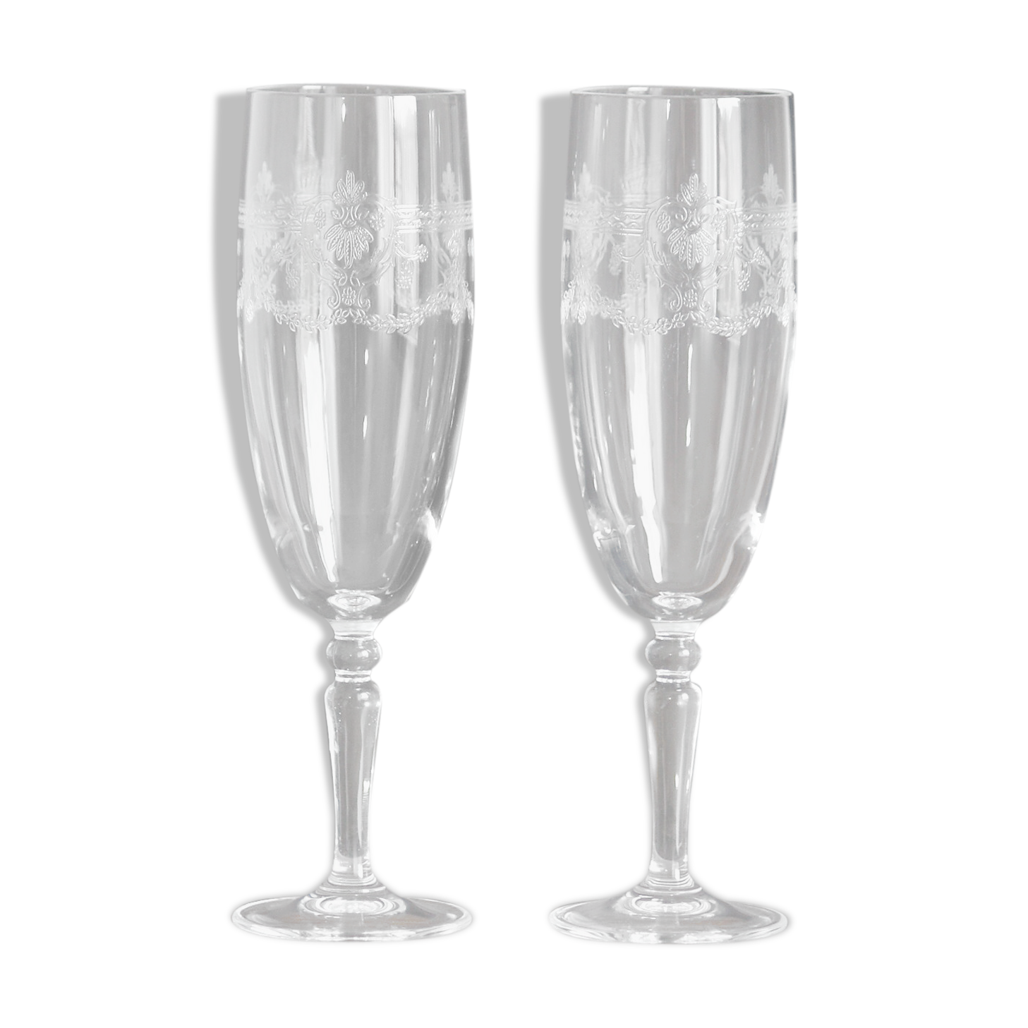 Set de 2 flûtes à champagne cristal d'arques gravées Selency