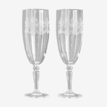 Set de 2 flûtes à champagne cristal d'arques gravées