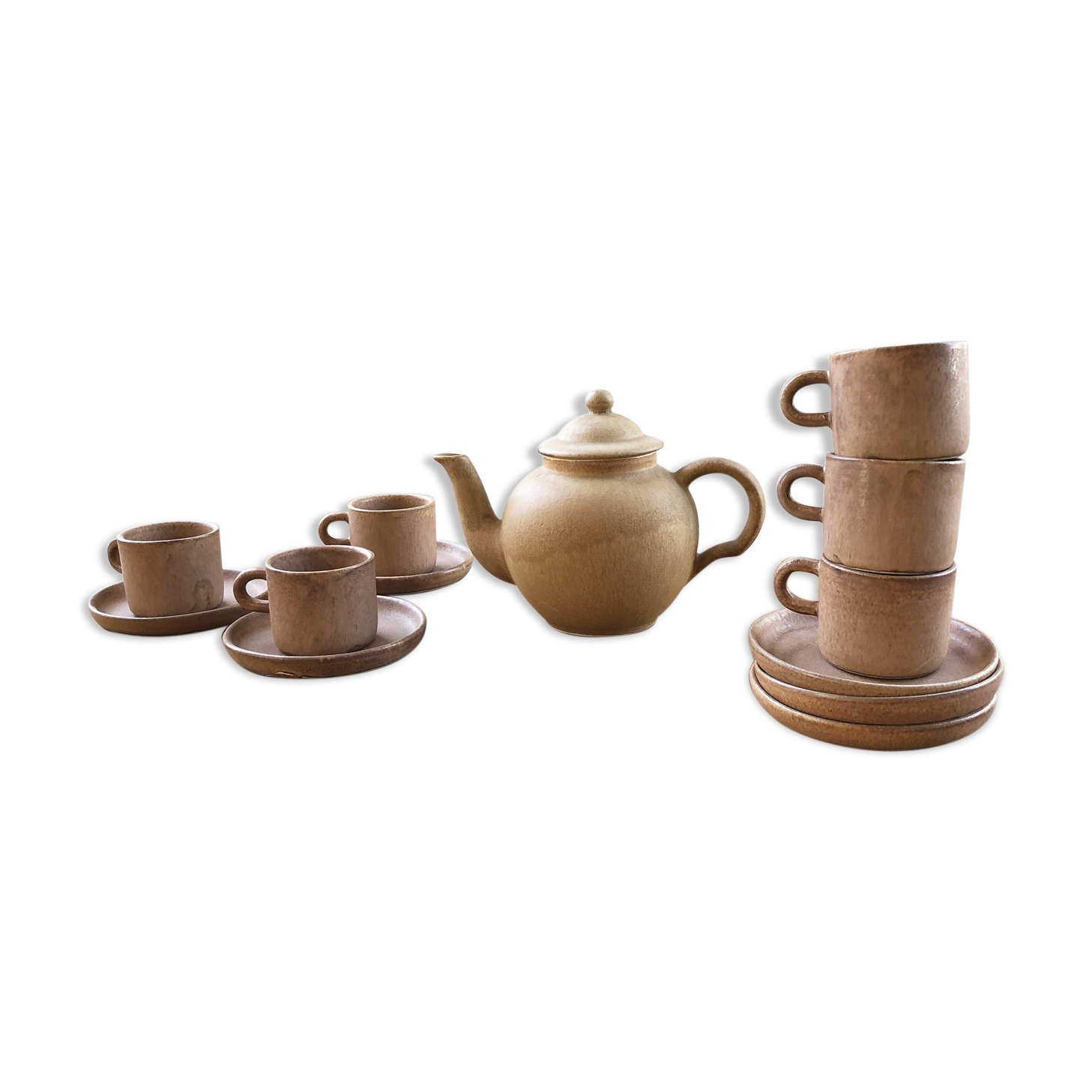 Set théière et tasses en grès