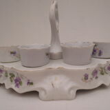 Ancien service de 6 coquetiers en porcelaine décorée sur support